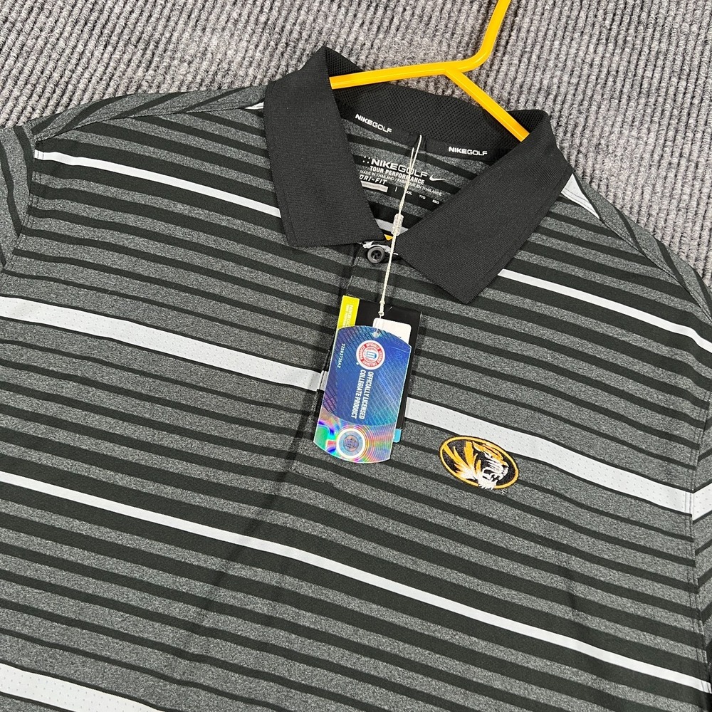 Missouri Tigers Mizzou Polo Shirt Mens 2XL XXL Black Short Sleeve Nike SEC New